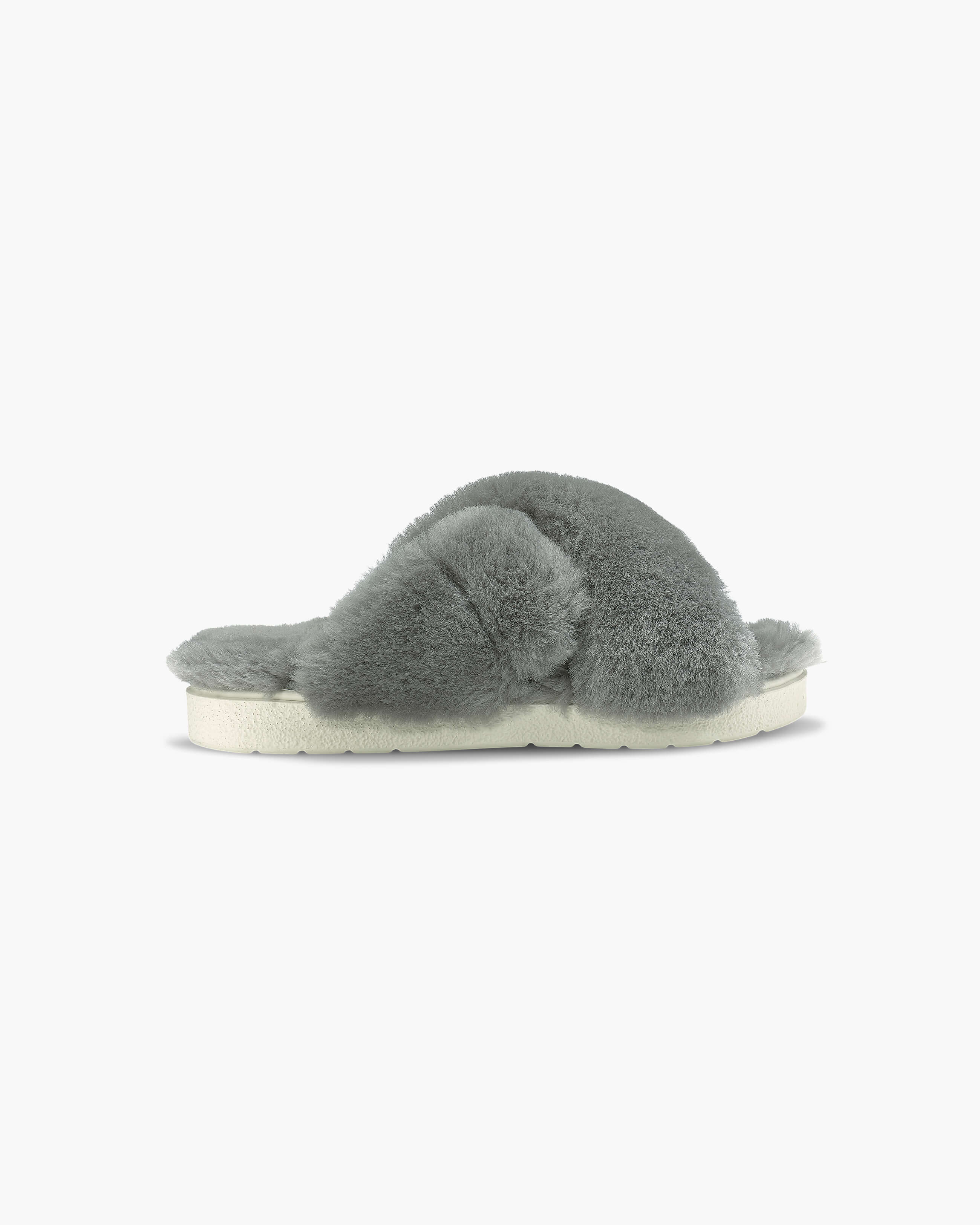 grey shearling slippers